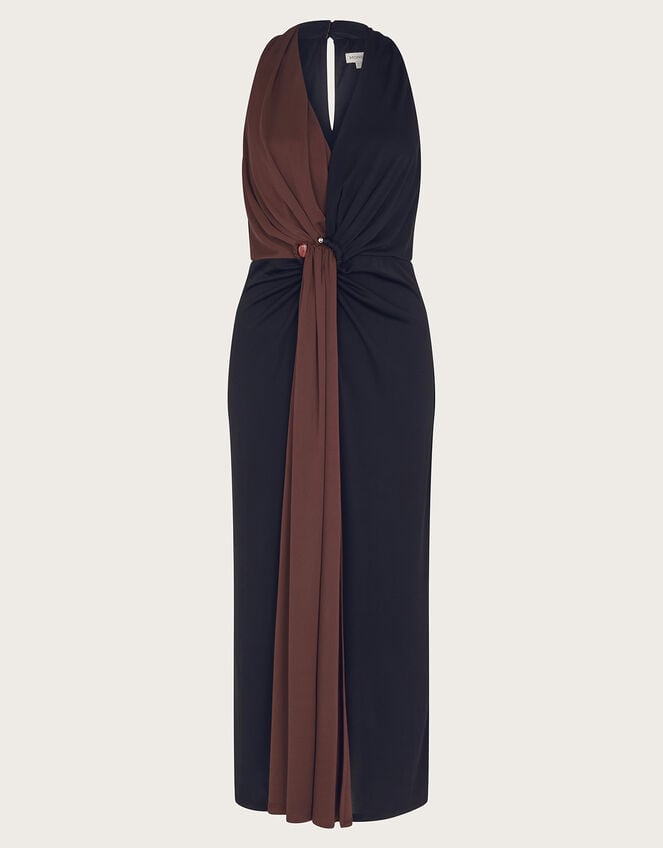 Tia Two-Tone Dress, Brown (BROWN), large