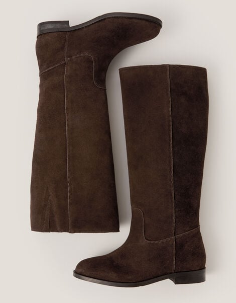 Jean Suede Knee High Boots, Brown (CHOCOLATE), large
