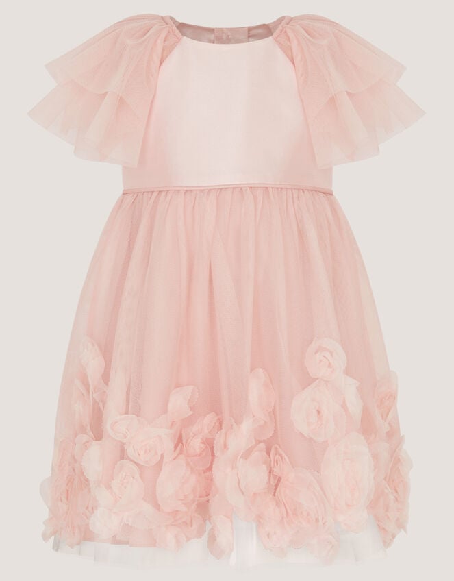 Baby Eden Appliqu&eacute; Rose Tulle Dress, Pink (PINK), large