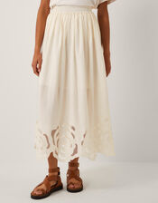 Grace Cutwork Midi Skirt , White (WHITE), large