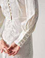 Grace Long Sleeve Satin Wedding Dress, Ivory (IVORY), large