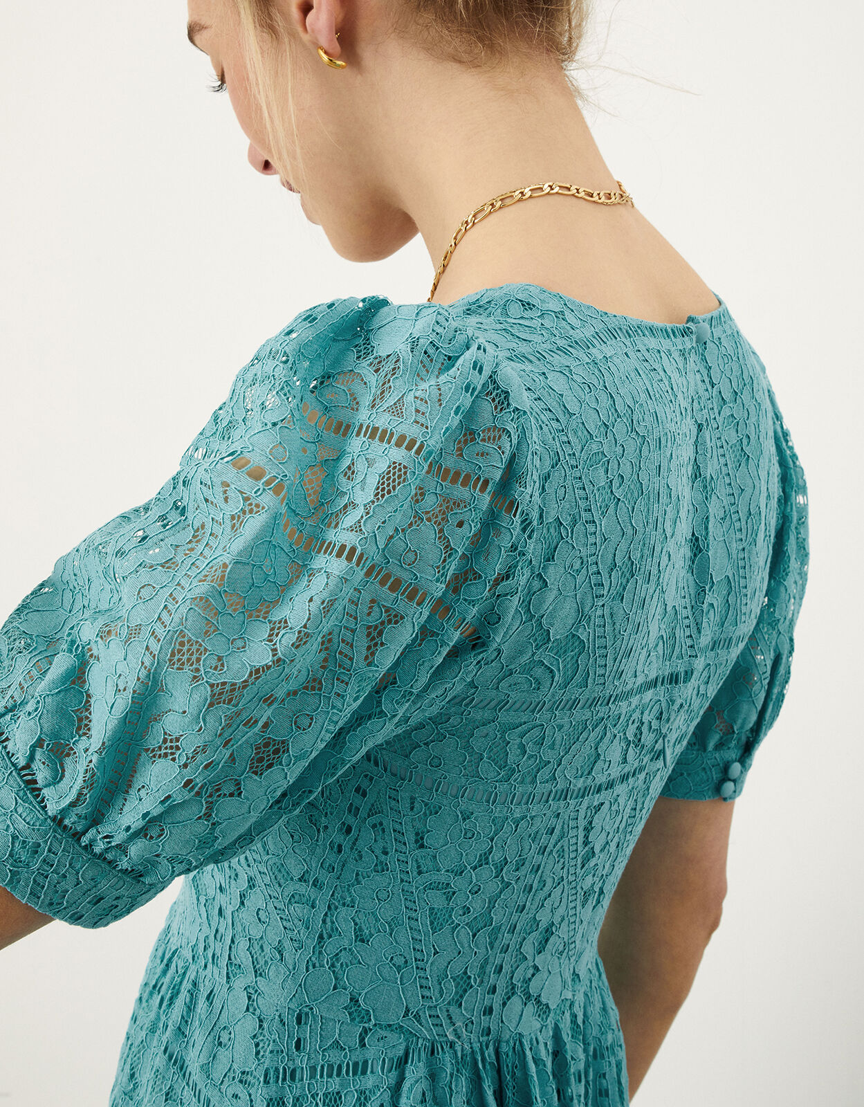Linda Lace Midi Dress Teal