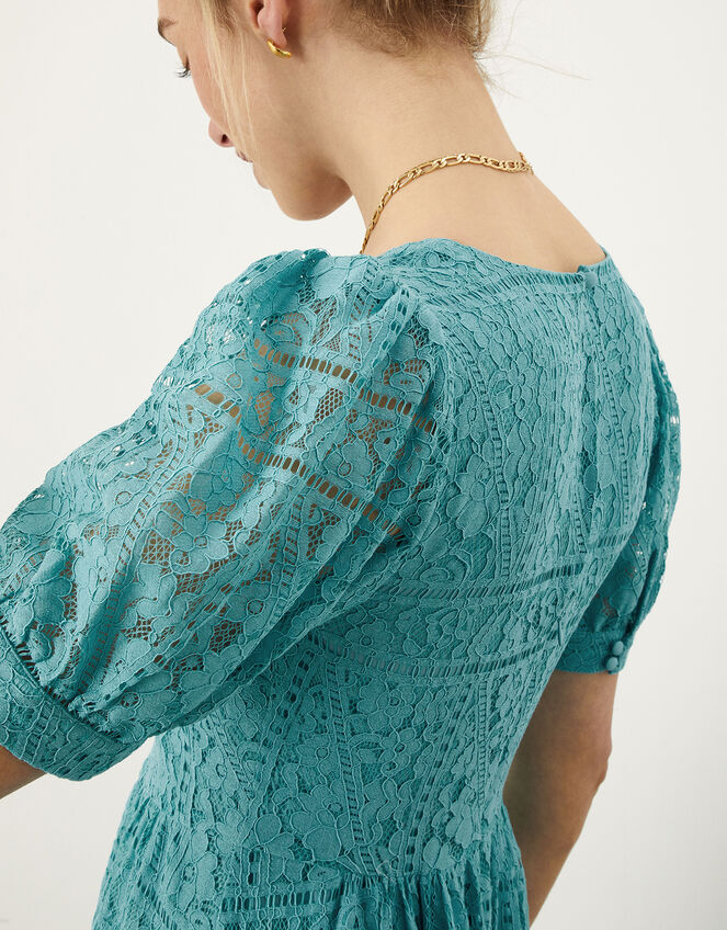 Linda Lace Midi Dress, Teal (TEAL), large