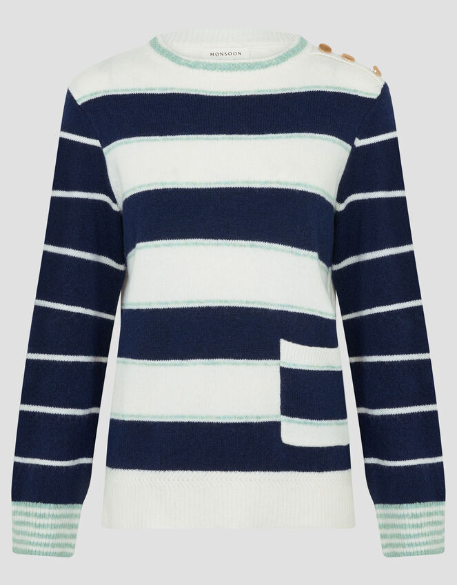 Sutton Stripe Jumper, Blue (NAVY), large