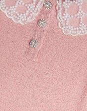 Maude Pearl Collar Knitted Dress, Pink (PALE PINK), large