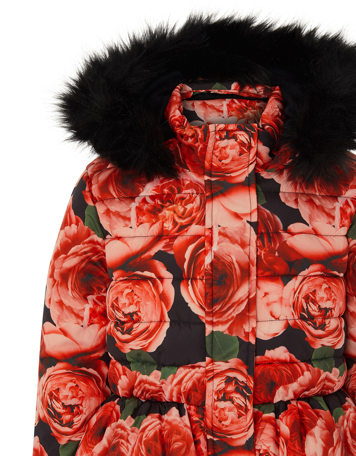 Rose Print Padded Coat Red Girls Coats Jackets Monsoon Global