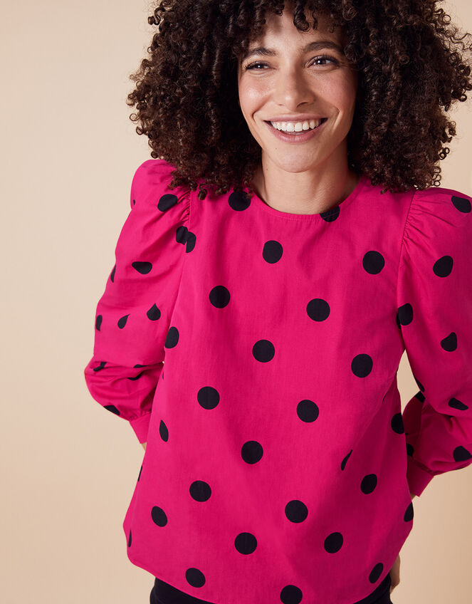 Candi Spot Print Top, Pink (PINK), large
