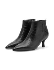 Shoe The Bear Vera Croc Kitten Heel Boots, Black (BLACK), large