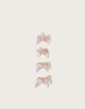 4-Pack Mini Bow Hair Clips, Pink (PINK), large