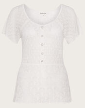 Angel Sleeve Pointelle Top, Ivory (IVORY), large
