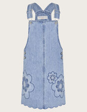 Denim Flower Pinafore , Blue (BLUE), large