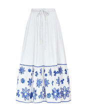 East Harlow Floral Cutwork Maxi Skirt, White (WHITE), large