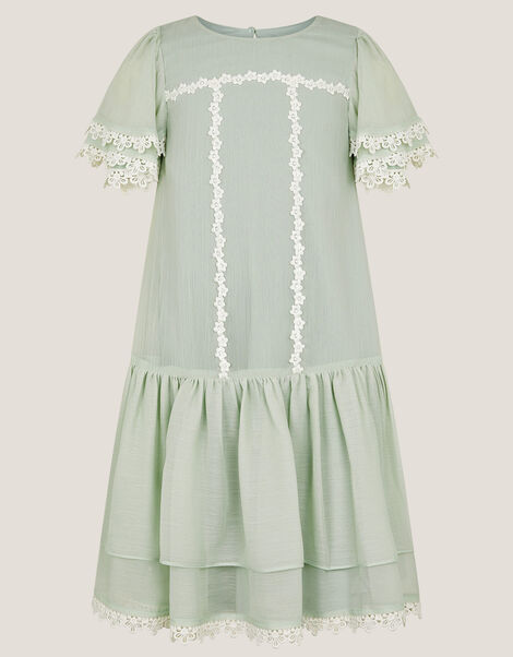 Antonia Drop Waist Flower Dress, Green (SAGE), large