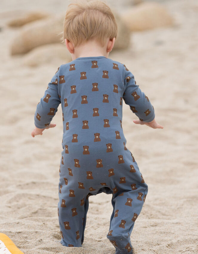 Little Green Radicals Little Bear Organic Babygrow, Blue (PALE BLUE), large