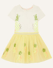 Sequin Pineapple Disco Dress, Yellow (YELLOW), large
