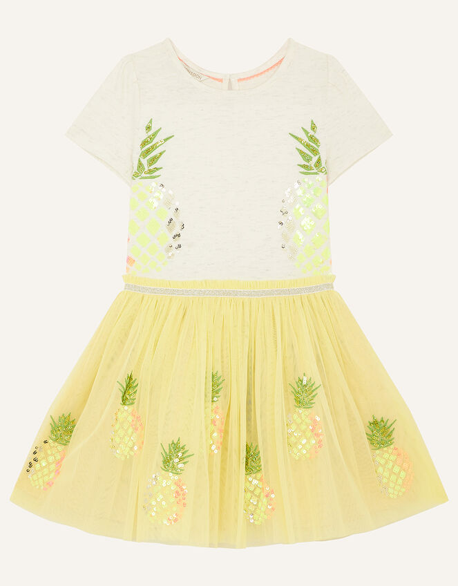 Sequin Pineapple Disco Dress, Yellow (YELLOW), large