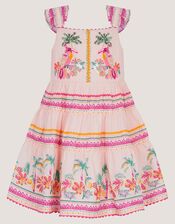 Baby Tina Tropical Toucan Tier Dress, Pink (PINK), large