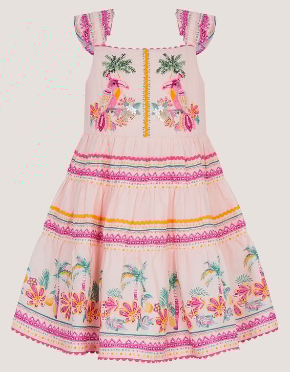 Baby Tina Tropical Toucan Tier Dress, Pink (PINK), large
