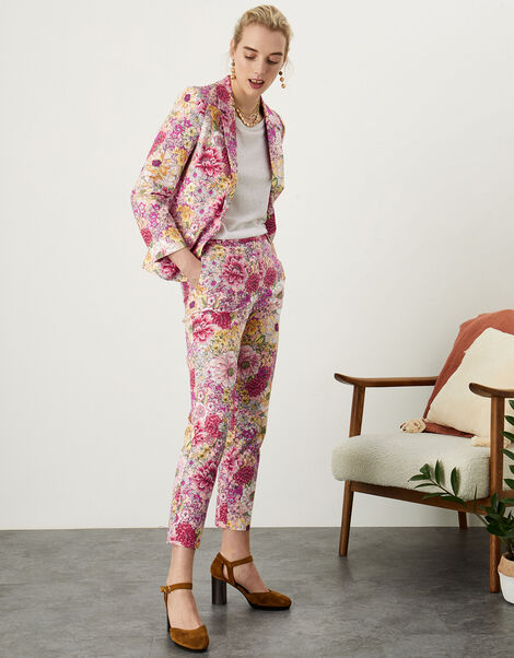 Wren Floral Print Trousers with Sustainable Cotton, Pink (PINK), large