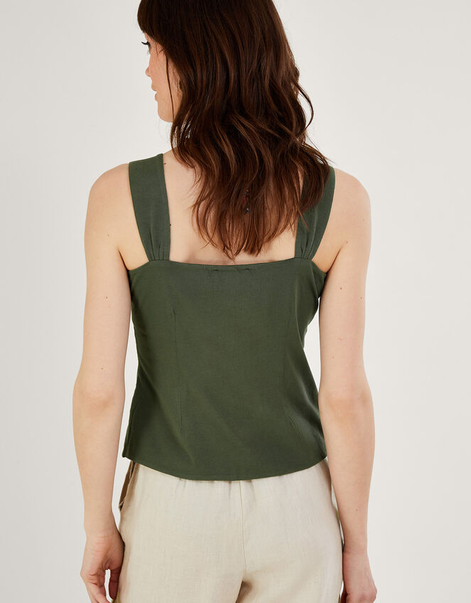 Button-Through Cami Top, Green (KHAKI), large