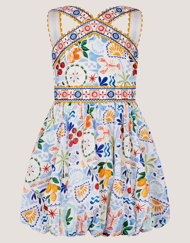 Monsoon x Charlie Taylor Printed Bubble Hem Dress, Ivory (IVORY), large