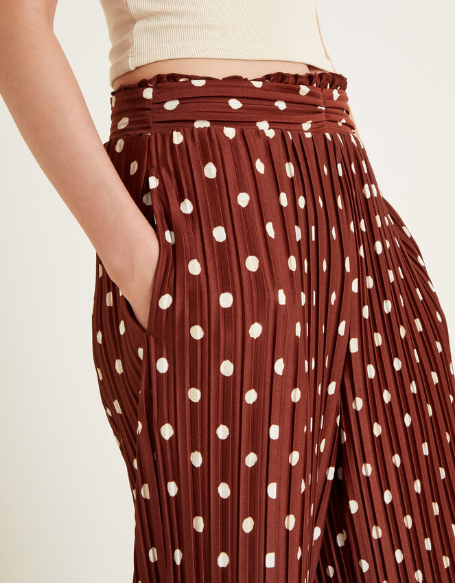 Paris Spot Plisse Trousers, Brown (BROWN), large