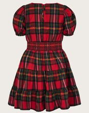 Puff Sleeve Tartan Dress, Red (RED), large
