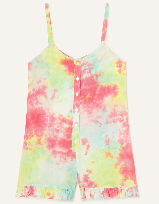 Tie Dye Culotte Button Through Playsuit , Pink (PINK), large