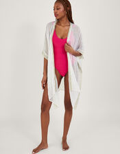 Foil Print Embroidered Cover-Up, , large