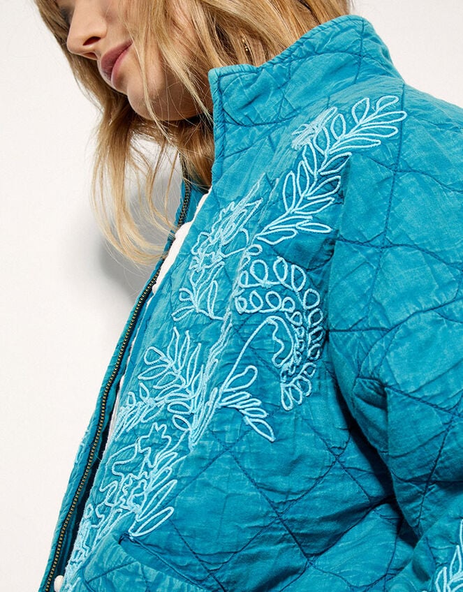 East Tate Embroidered Quilted Jacket, Teal (TEAL), large