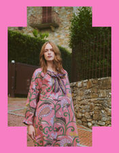 One Hundred Stars Giant Kantha Pussybow Midi Dress, , large