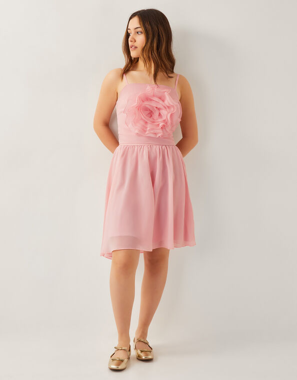 3D Flower Crop Top and Skirt Prom Set, Pink (PALE PINK), large