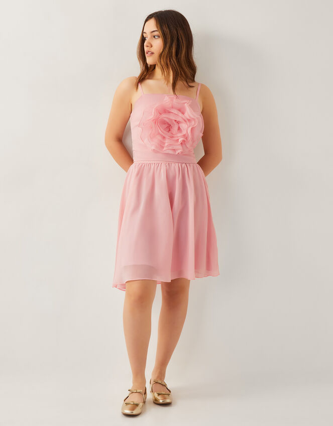 3D Flower Crop Top and Skirt Prom Set, Pink (PALE PINK), large