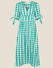 Amina Gingham Print Dress, Green (GREEN), large