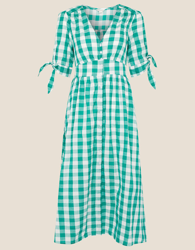 Amina Gingham Print Dress, Green (GREEN), large