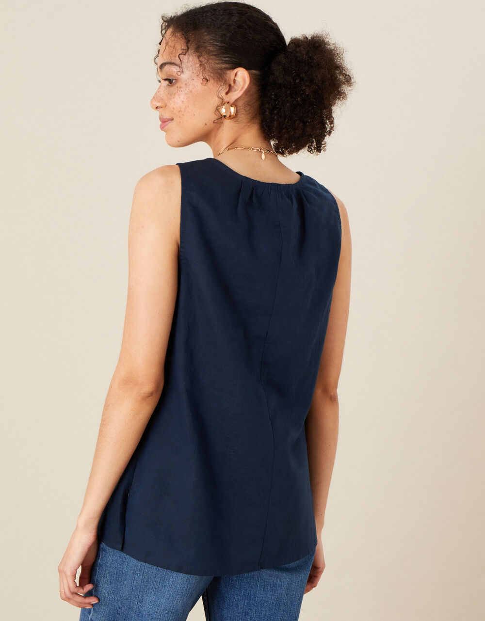 Floral Embroidered Sleeveless Top Blue