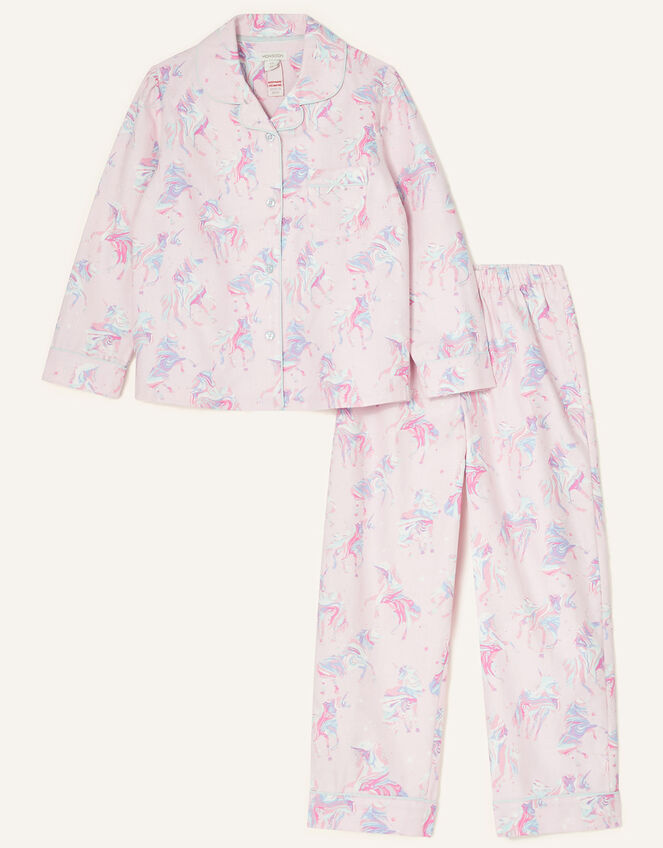 Ada Unicorn Flannel Pyjama Set, Pink (PINK), large