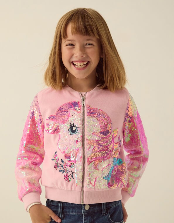 Monsoon x My Little Pony Sequin Bomber Jacket, Pink (PINK), large