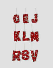 Embellished Velvet Initial Christmas Tree Decoration, Red (RED), large