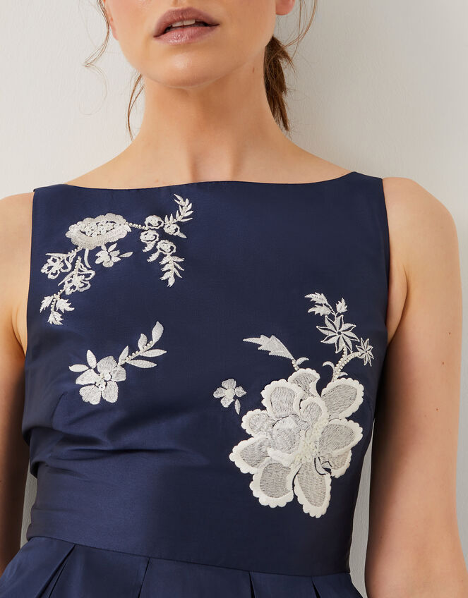 Sicily Embroidered Fit & Flare Midi Dress, Blue (NAVY), large