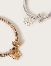 2-Pack Diamante Butterfly Tube Bracelets, , large