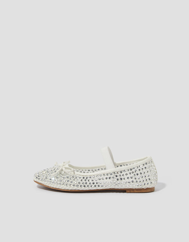 Adia Diamante Mesh Ballet Flats, Ivory (IVORY), large
