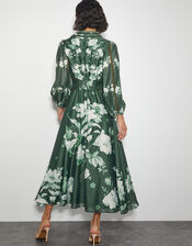 Amari Floral Midi Shirt Dress, Green (DARK GREEN), large