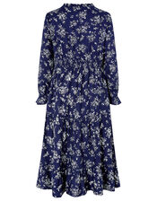 Rose Floral Long Sleeve Dress in LENZING™ ECOVERO™, Blue (NAVY), large