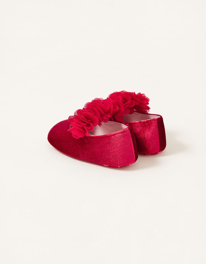 Corsage Velvet Booties, Red (RED), large