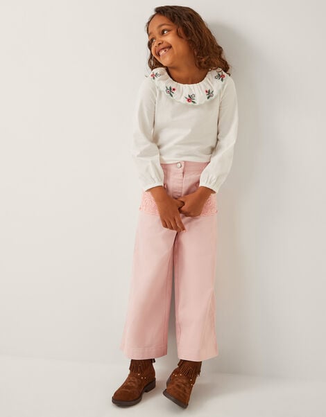 Crochet Pocket High-Waist Trousers, Pink (PINK), large