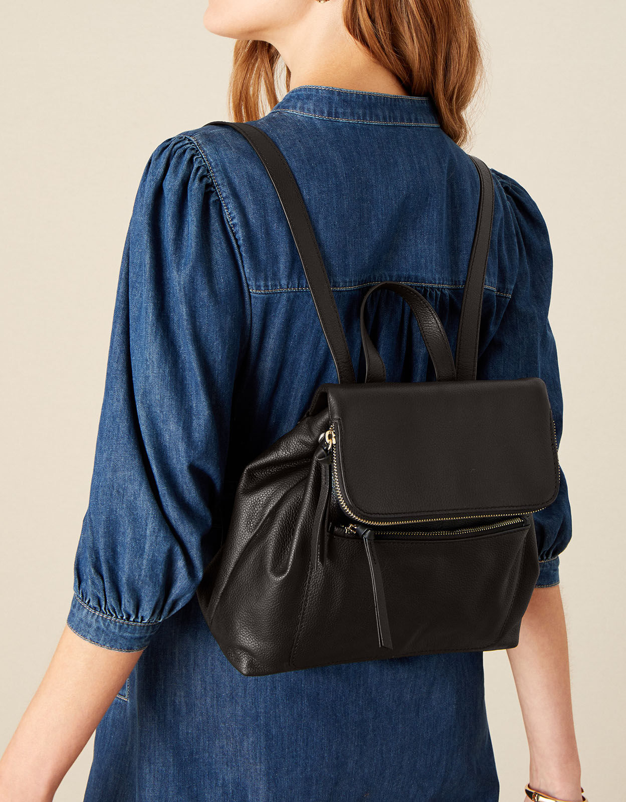 Multi Zip Leather Backpack