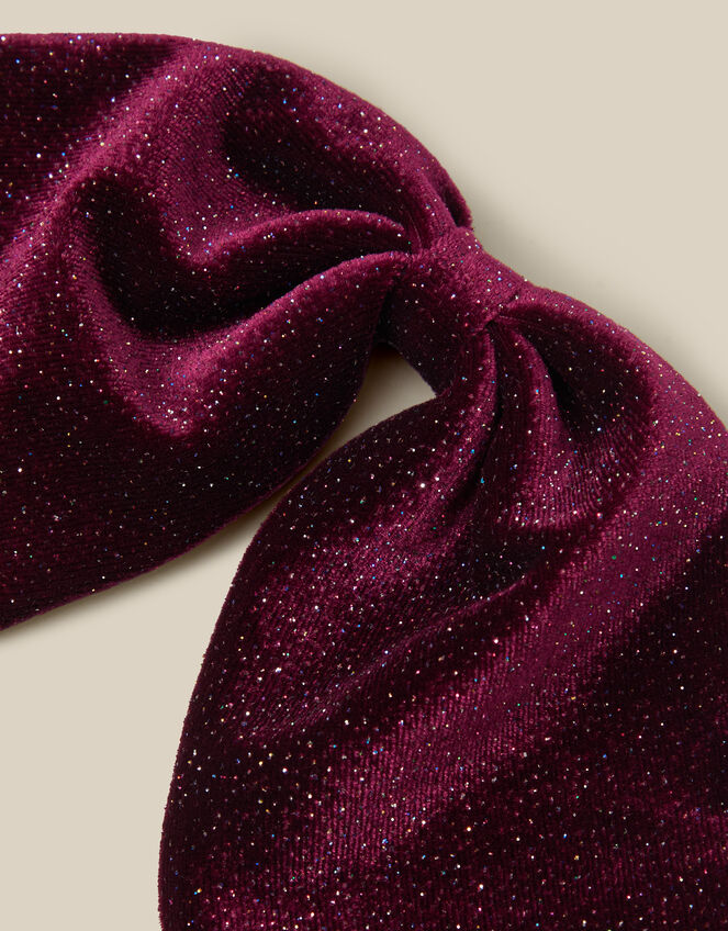 Sparkle Velvet Bow Hair Clip, Red (BURGUNDY), large