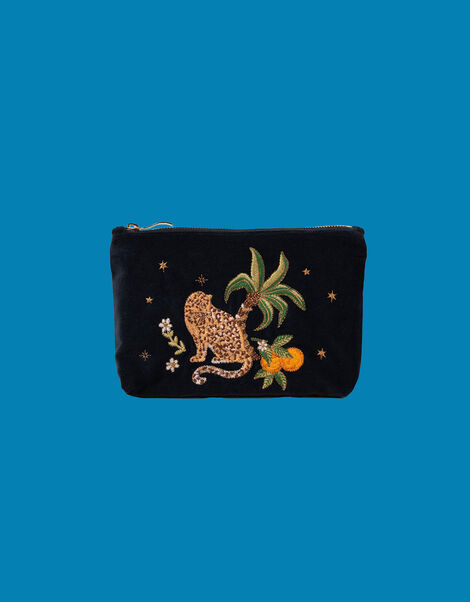 Elizabeth Scarlett Jungle Jaguar Velvet Mini Pouch, , large