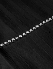 Georgina Diamante Belt Pleat Dress, Black (BLACK), large